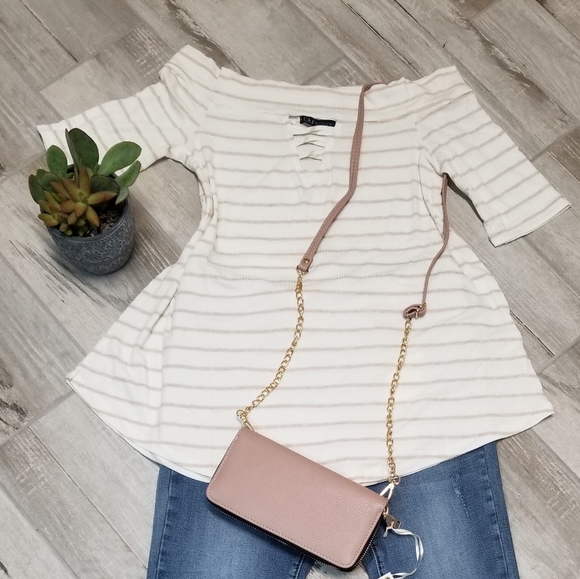 Ribbed Off The Shoulder Top - Picture 2 of 4